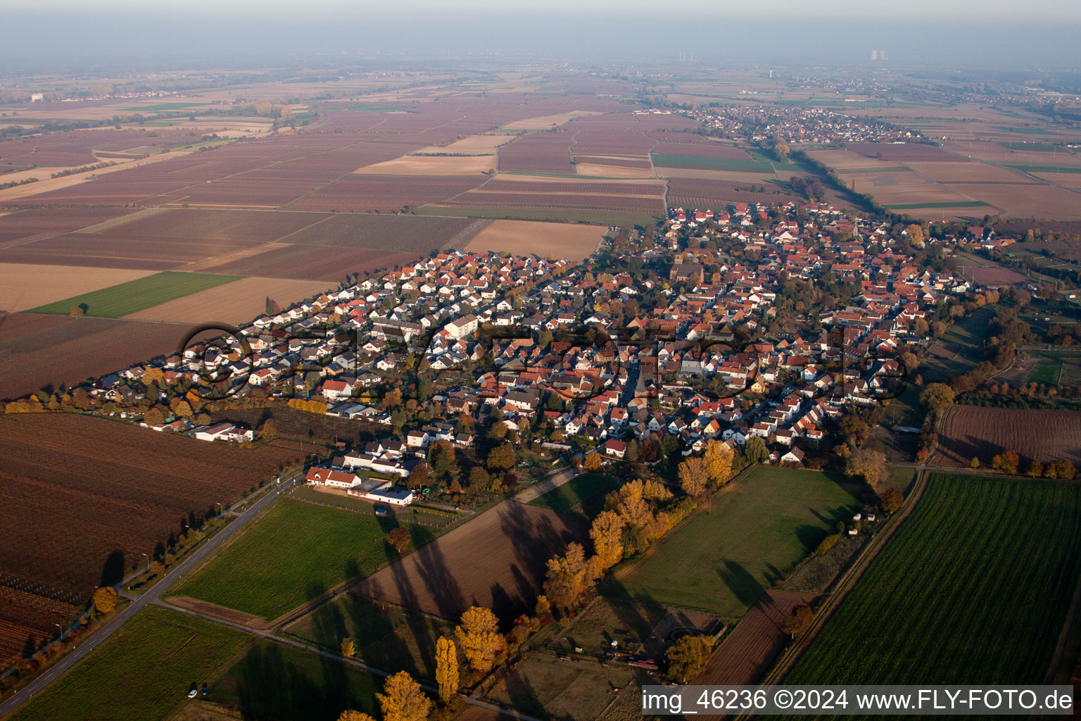 Aerial view of Knöringen in the state Rhineland-Palatinate, Germany