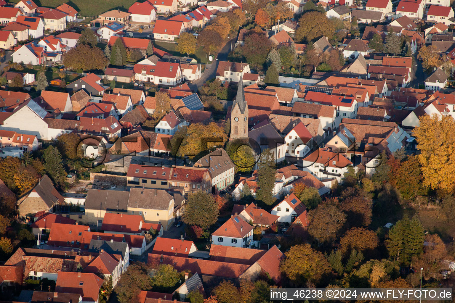 Essingen in the state Rhineland-Palatinate, Germany from a drone