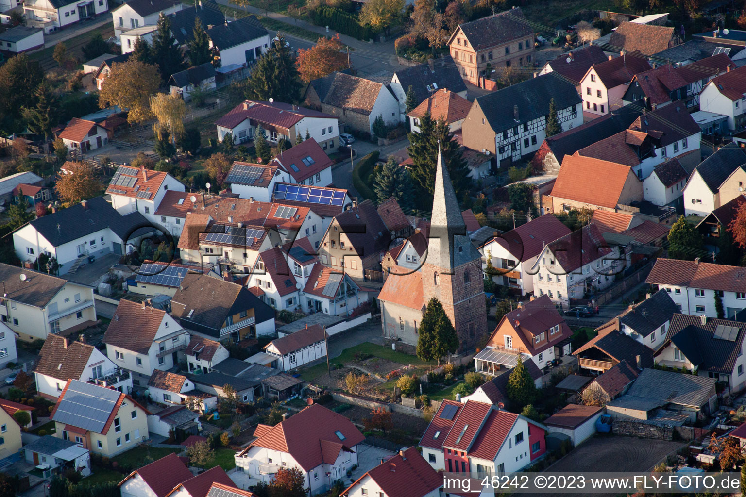 Aerial photograpy of Essingen in the state Rhineland-Palatinate, Germany