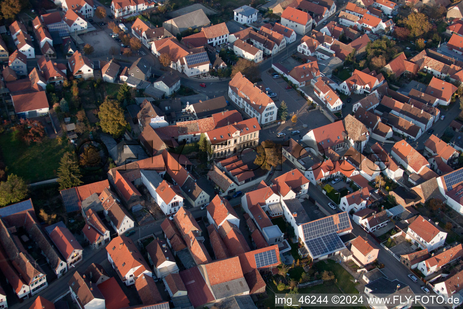 Oblique view of Essingen in the state Rhineland-Palatinate, Germany