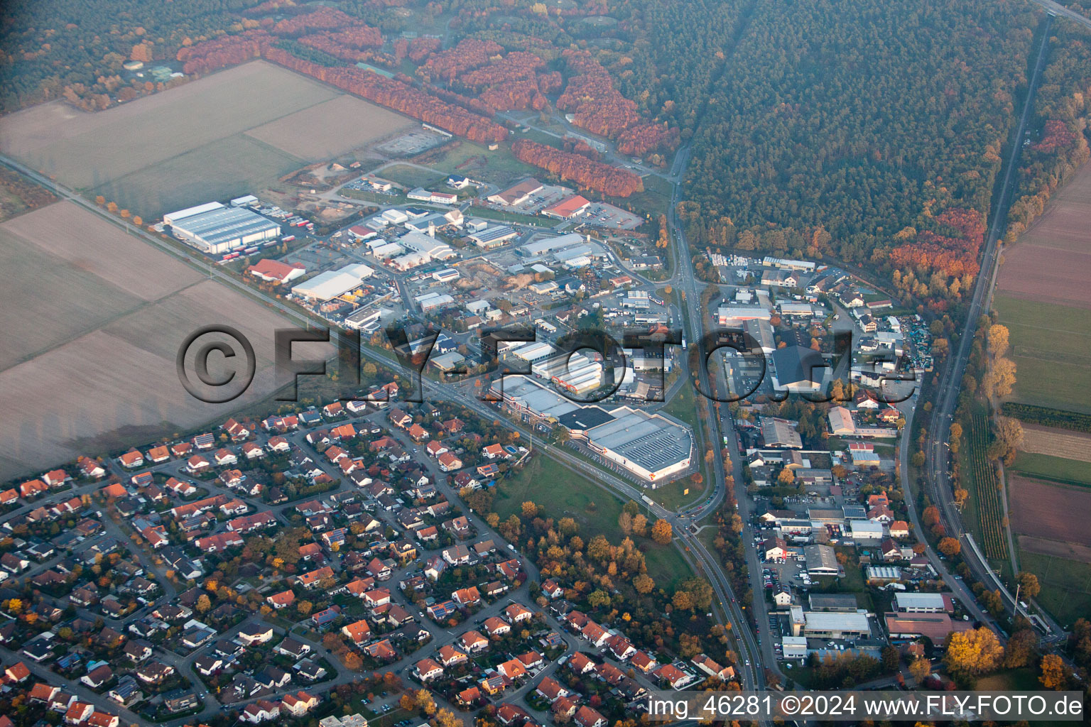 Bellheim in the state Rhineland-Palatinate, Germany from a drone