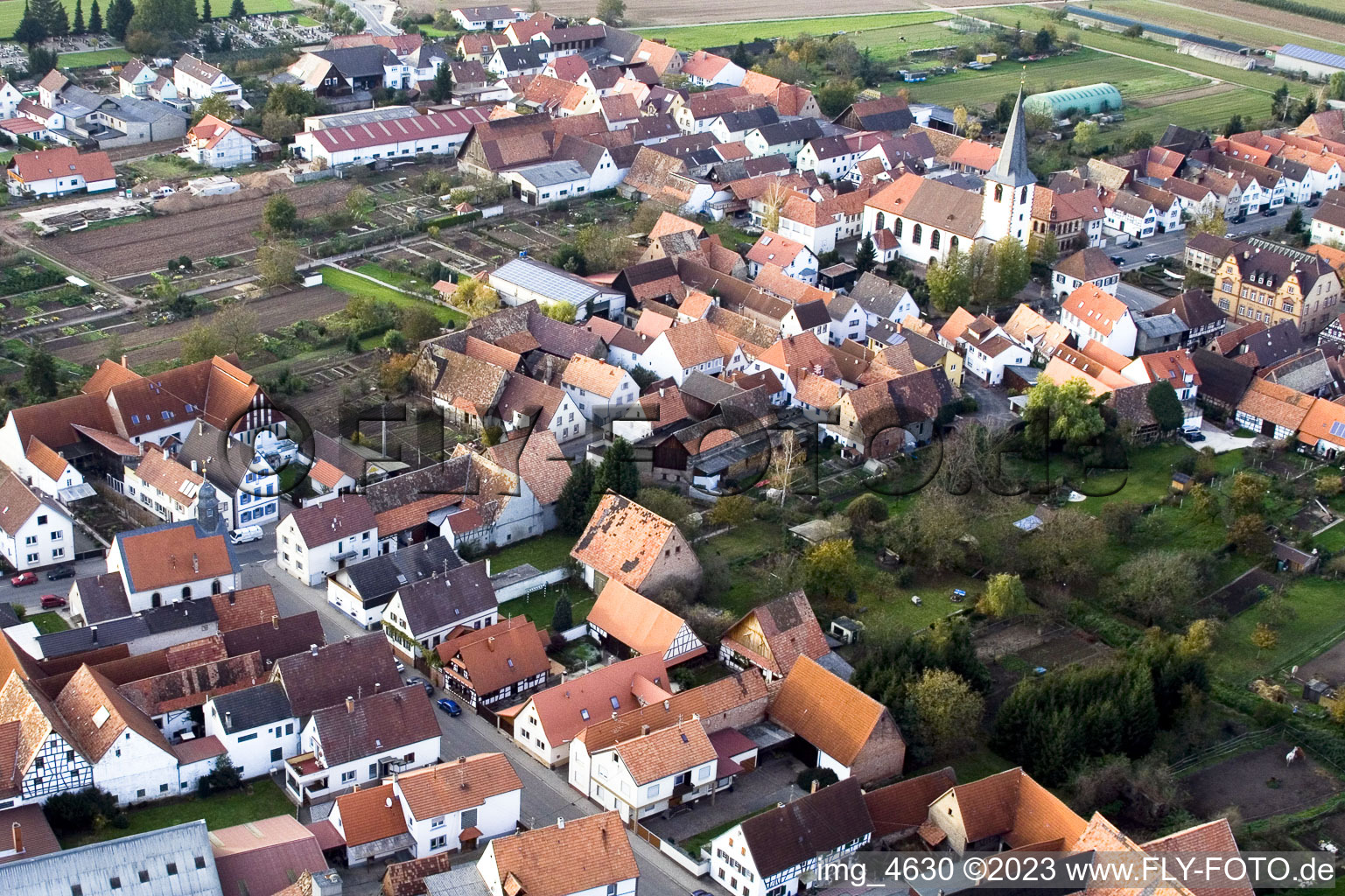 Ottersheim bei Landau in the state Rhineland-Palatinate, Germany from above