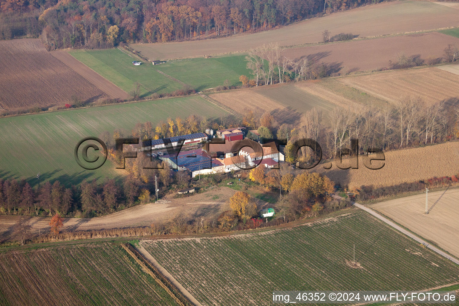 Strip mill in Erlenbach bei Kandel in the state Rhineland-Palatinate, Germany from the plane