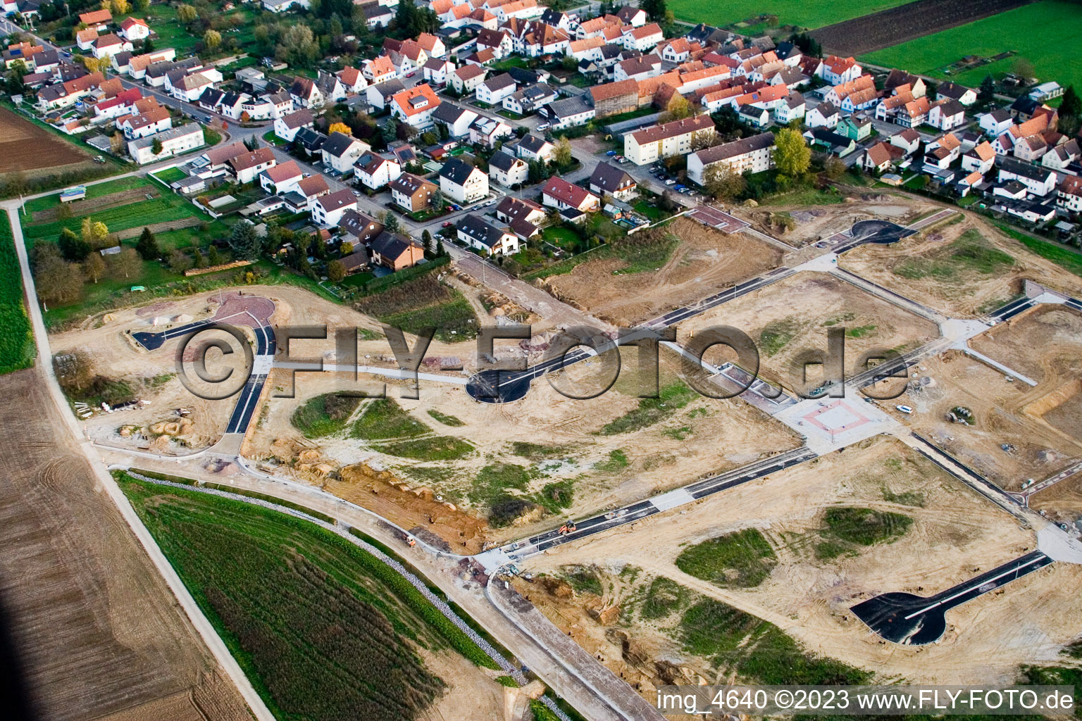 Aerial photograpy of Höhenweg new development area in Kandel in the state Rhineland-Palatinate, Germany