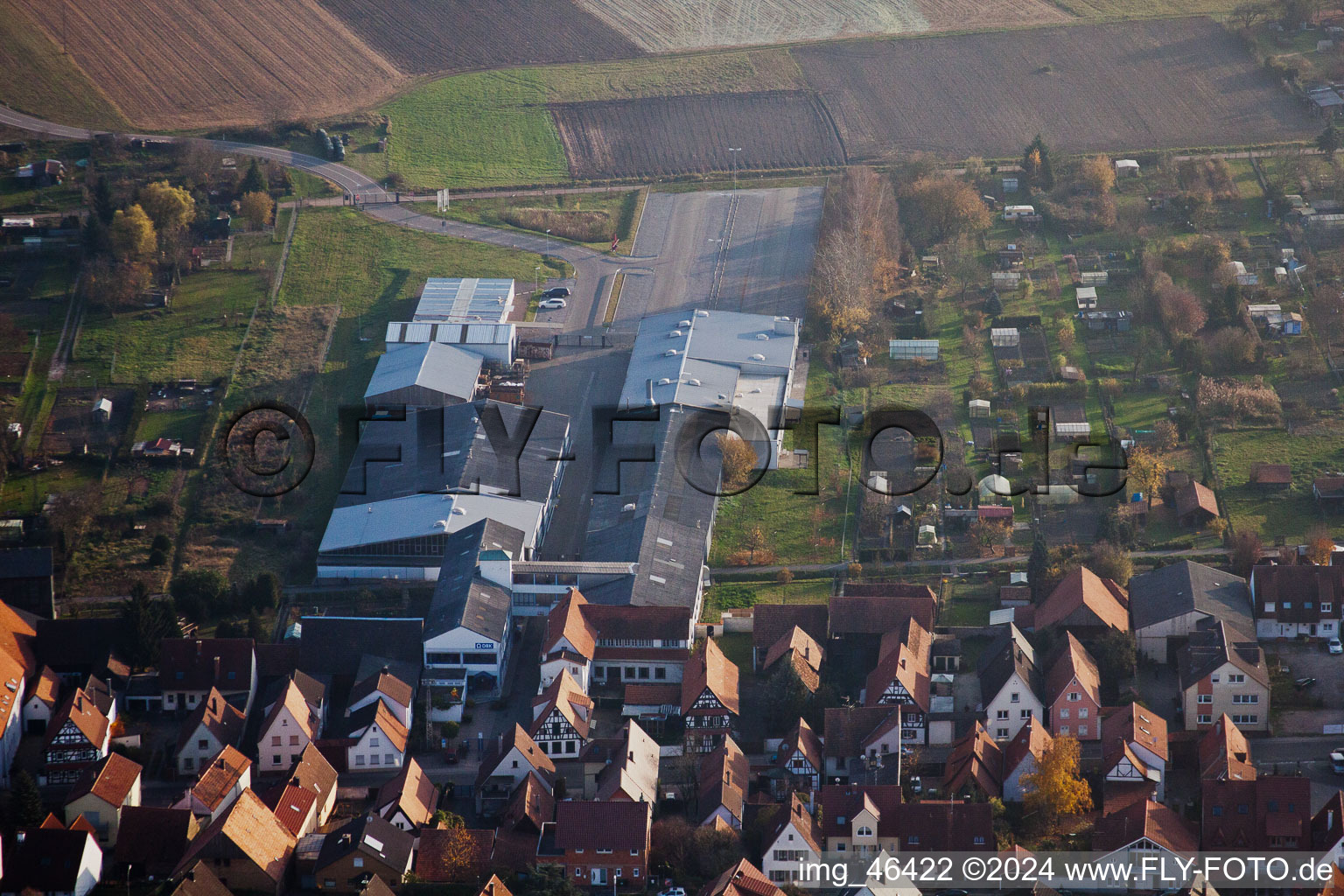 Rheinstrasse, DBK in Kandel in the state Rhineland-Palatinate, Germany out of the air