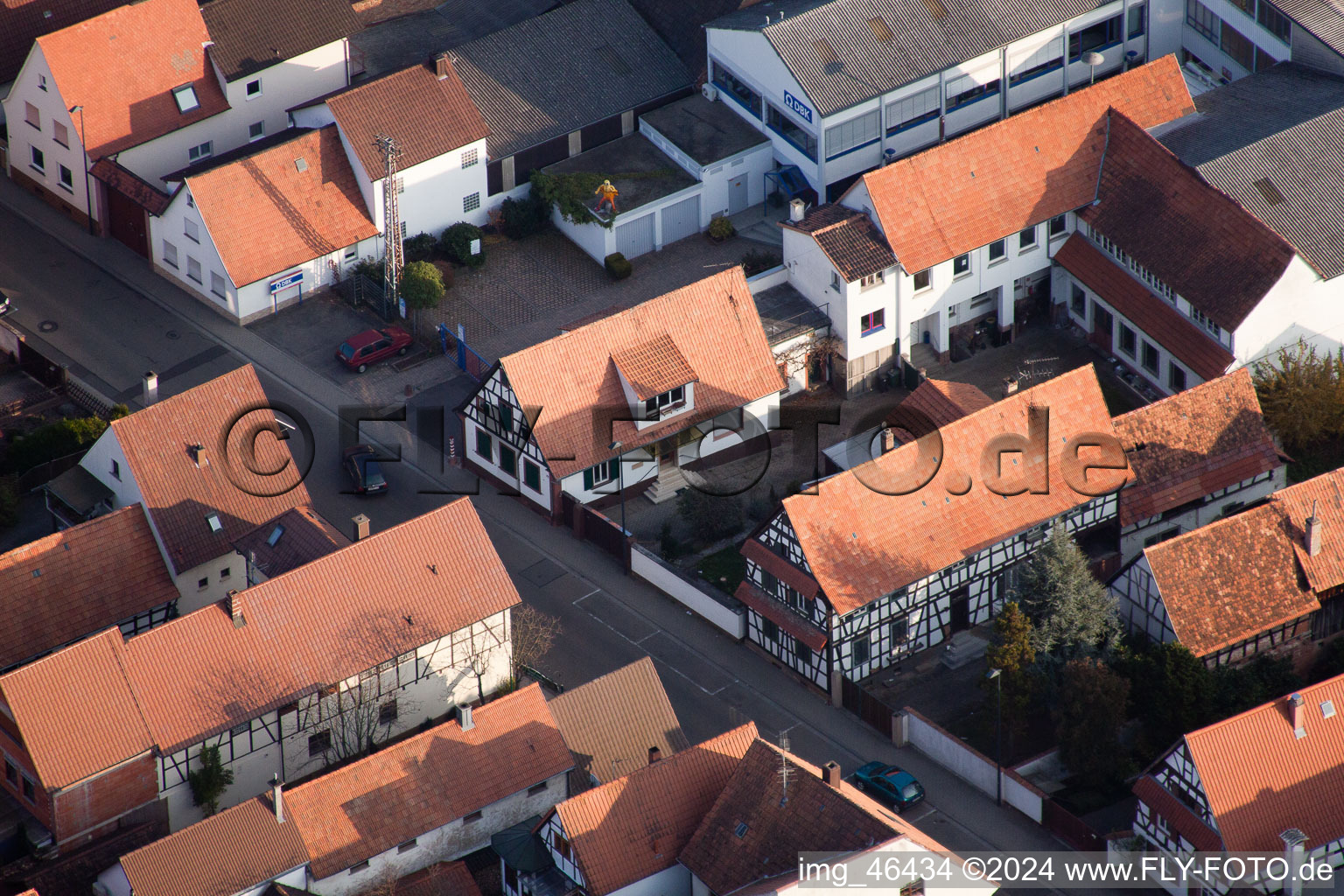 Drone image of Rheinstrasse, DBK in Kandel in the state Rhineland-Palatinate, Germany