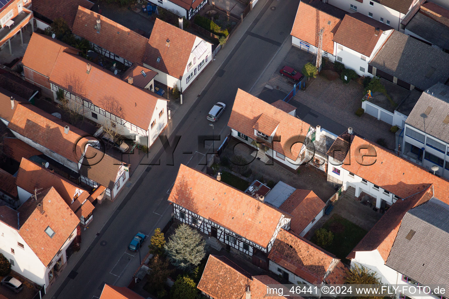 Aerial photograpy of Rheinstrasse, DBK in Kandel in the state Rhineland-Palatinate, Germany