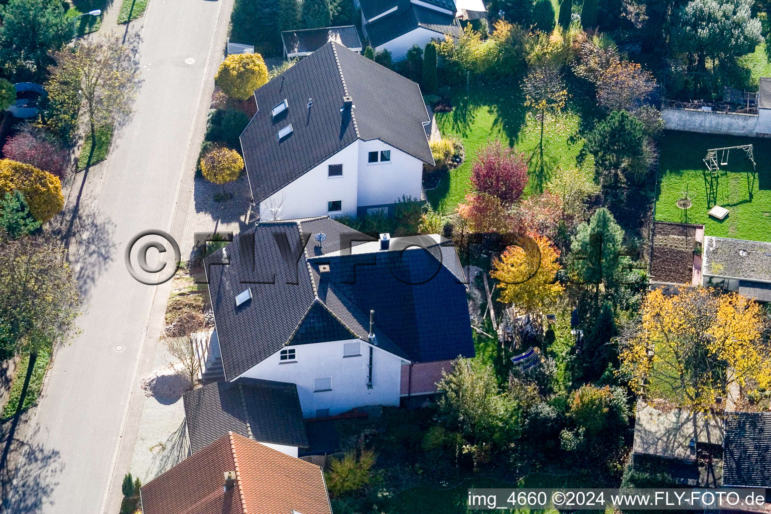 Klingbachstr in Steinweiler in the state Rhineland-Palatinate, Germany from a drone