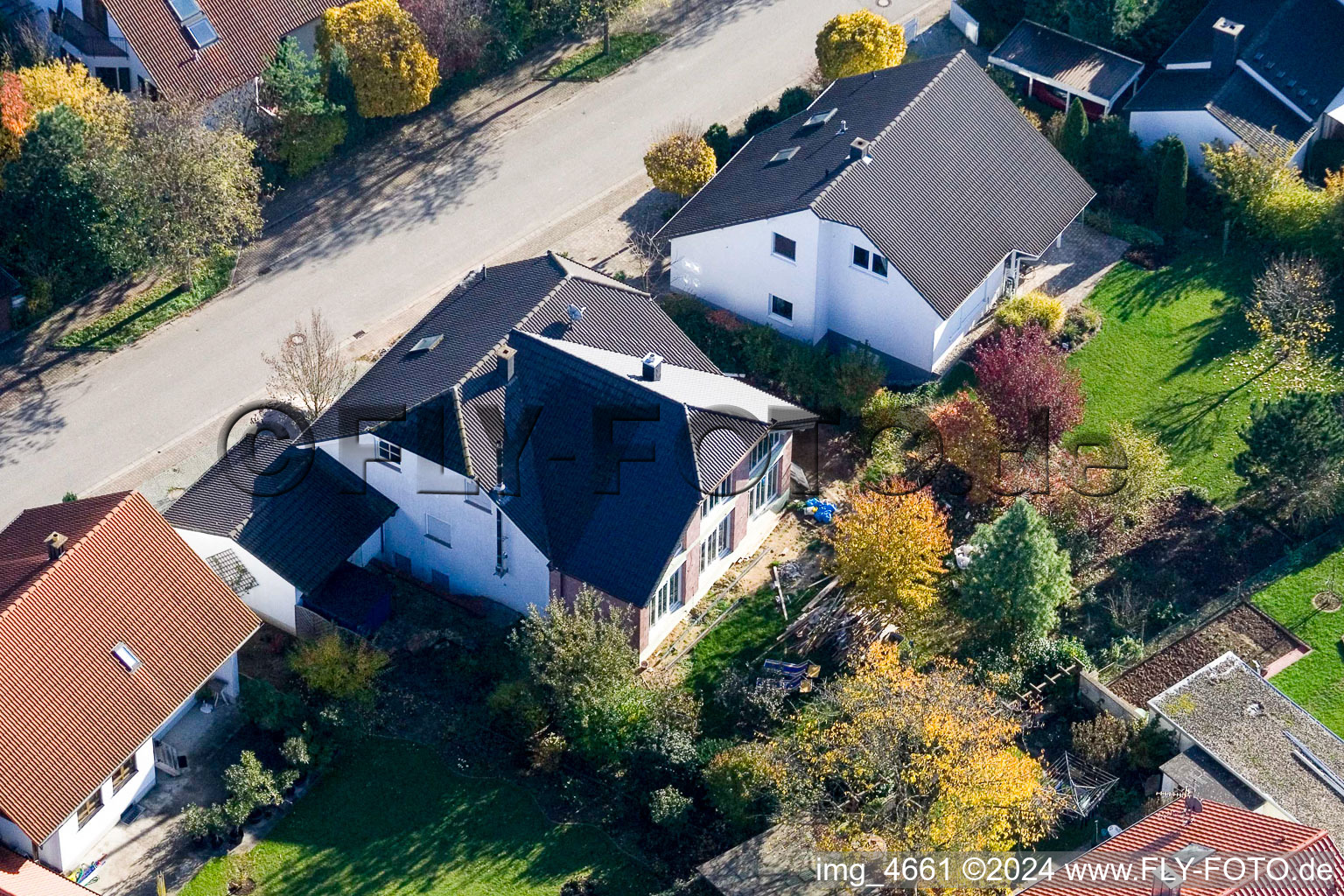 Klingbachstr in Steinweiler in the state Rhineland-Palatinate, Germany seen from a drone