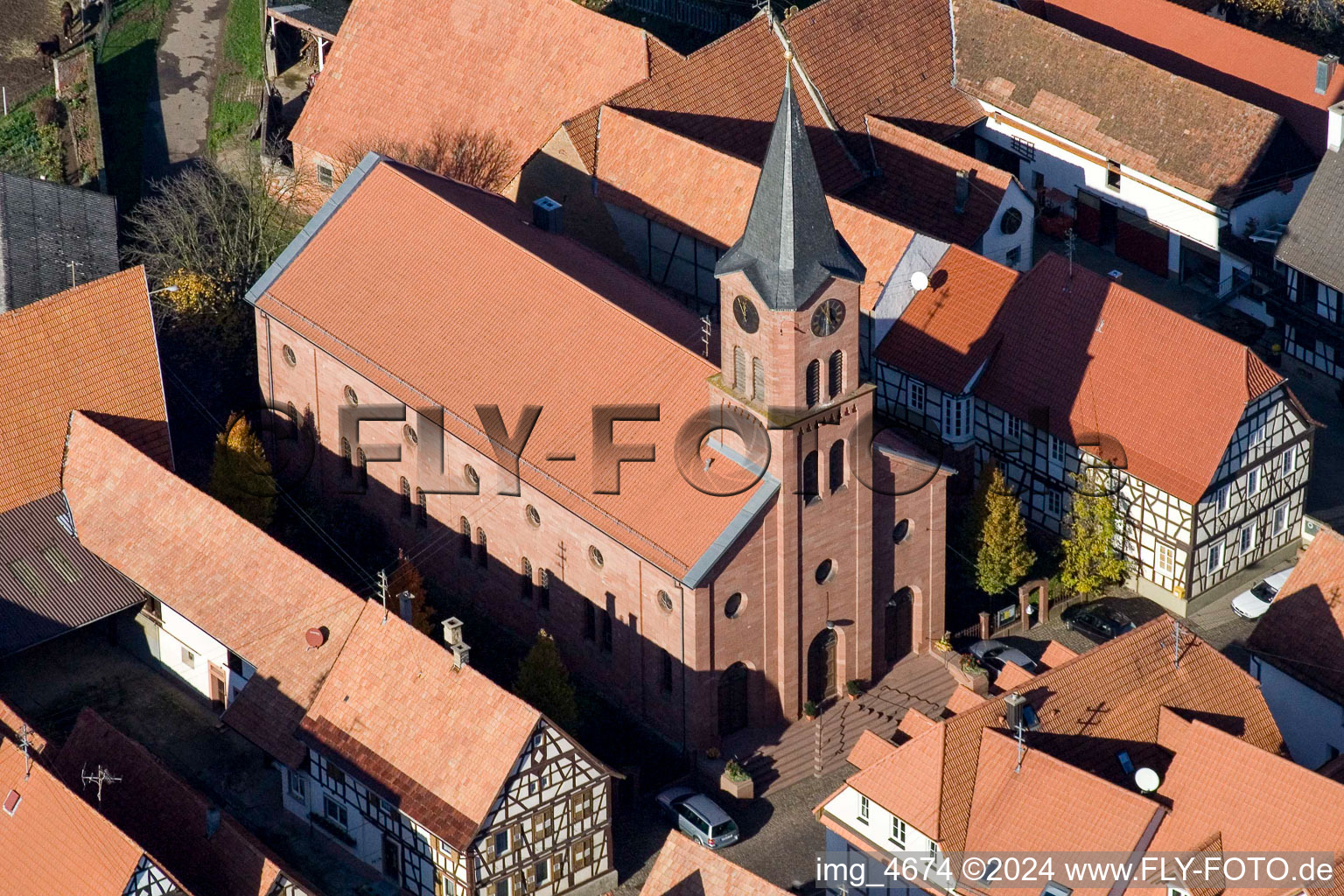 Main Street in Steinweiler in the state Rhineland-Palatinate, Germany