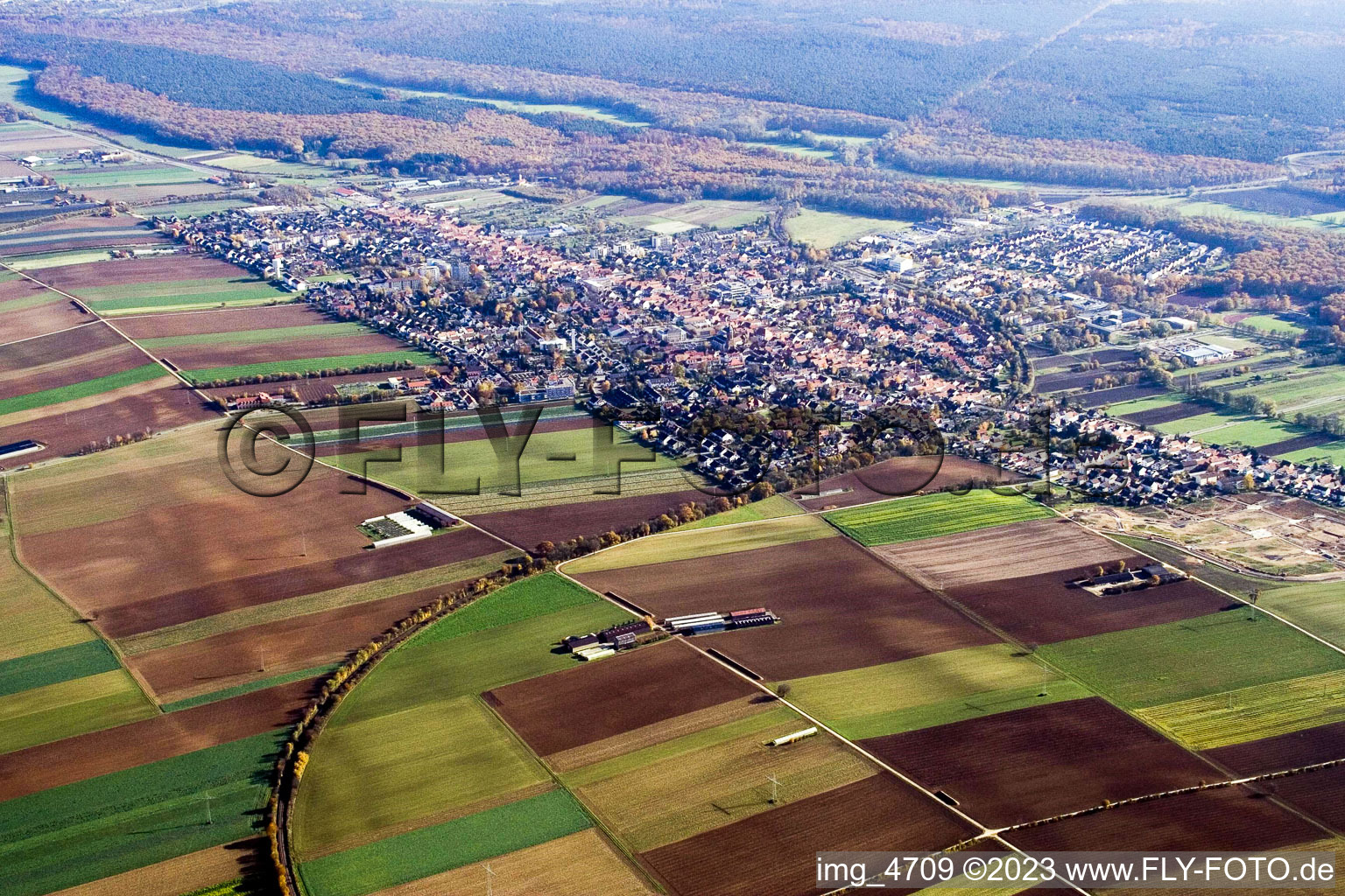 Aerial photograpy of From northwest in Kandel in the state Rhineland-Palatinate, Germany