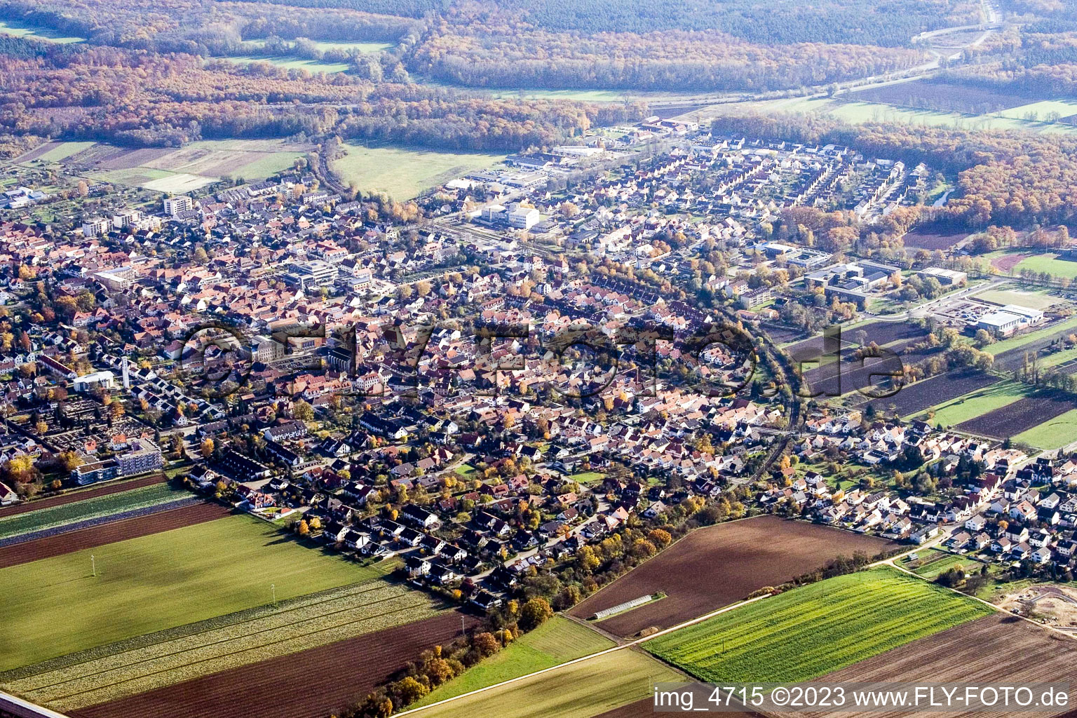 Oblique view of From northwest in Kandel in the state Rhineland-Palatinate, Germany