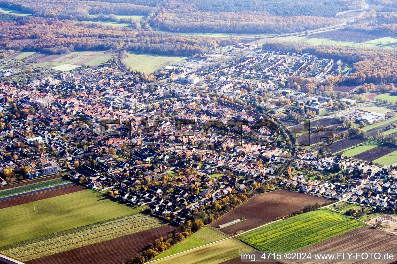 Oblique view of From northwest in Kandel in the state Rhineland-Palatinate, Germany