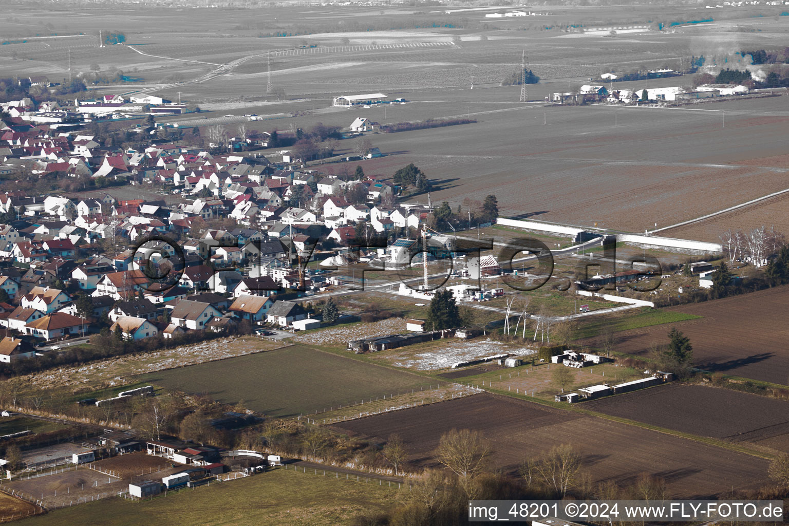 Drone image of Minfeld in the state Rhineland-Palatinate, Germany