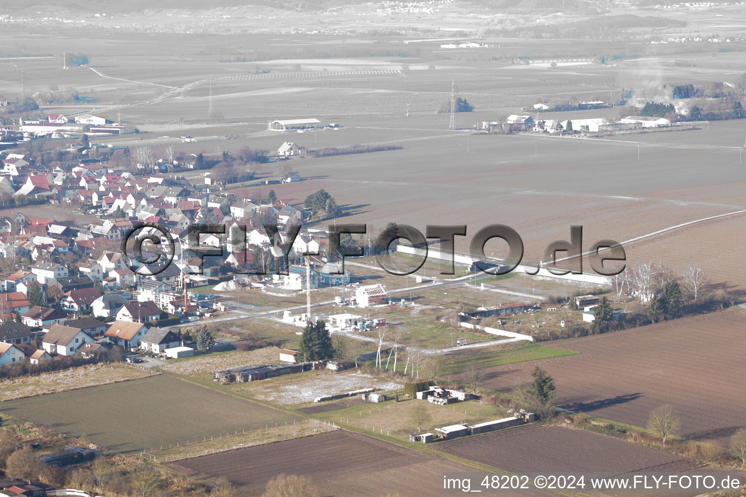 Minfeld in the state Rhineland-Palatinate, Germany from the drone perspective