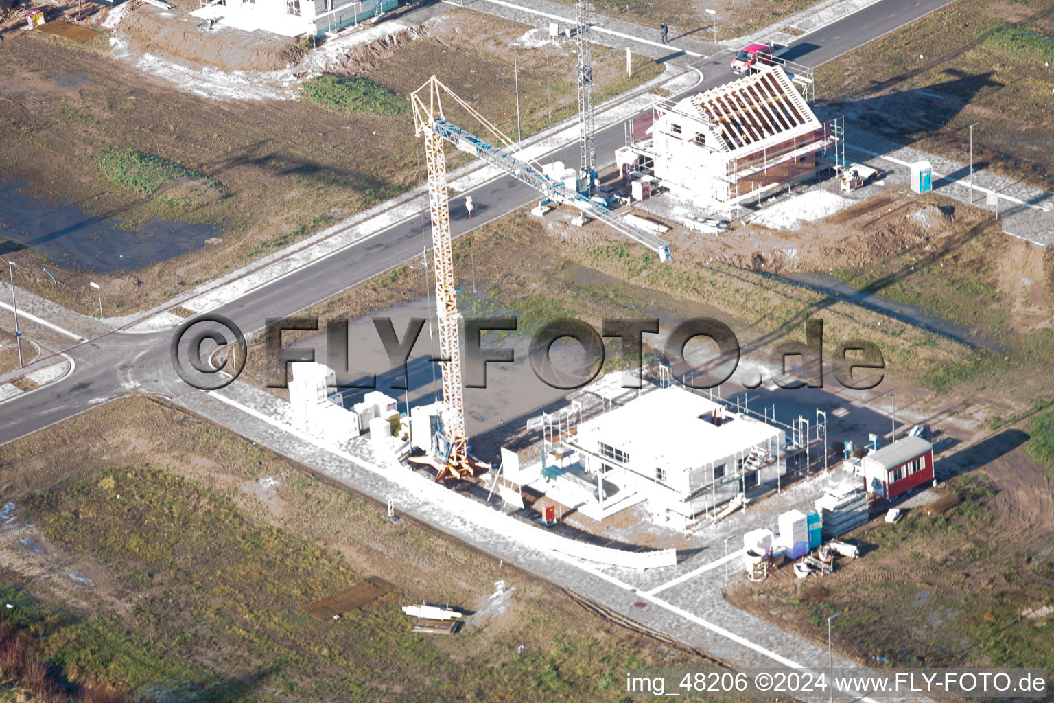 Aerial photograpy of Minfeld in the state Rhineland-Palatinate, Germany