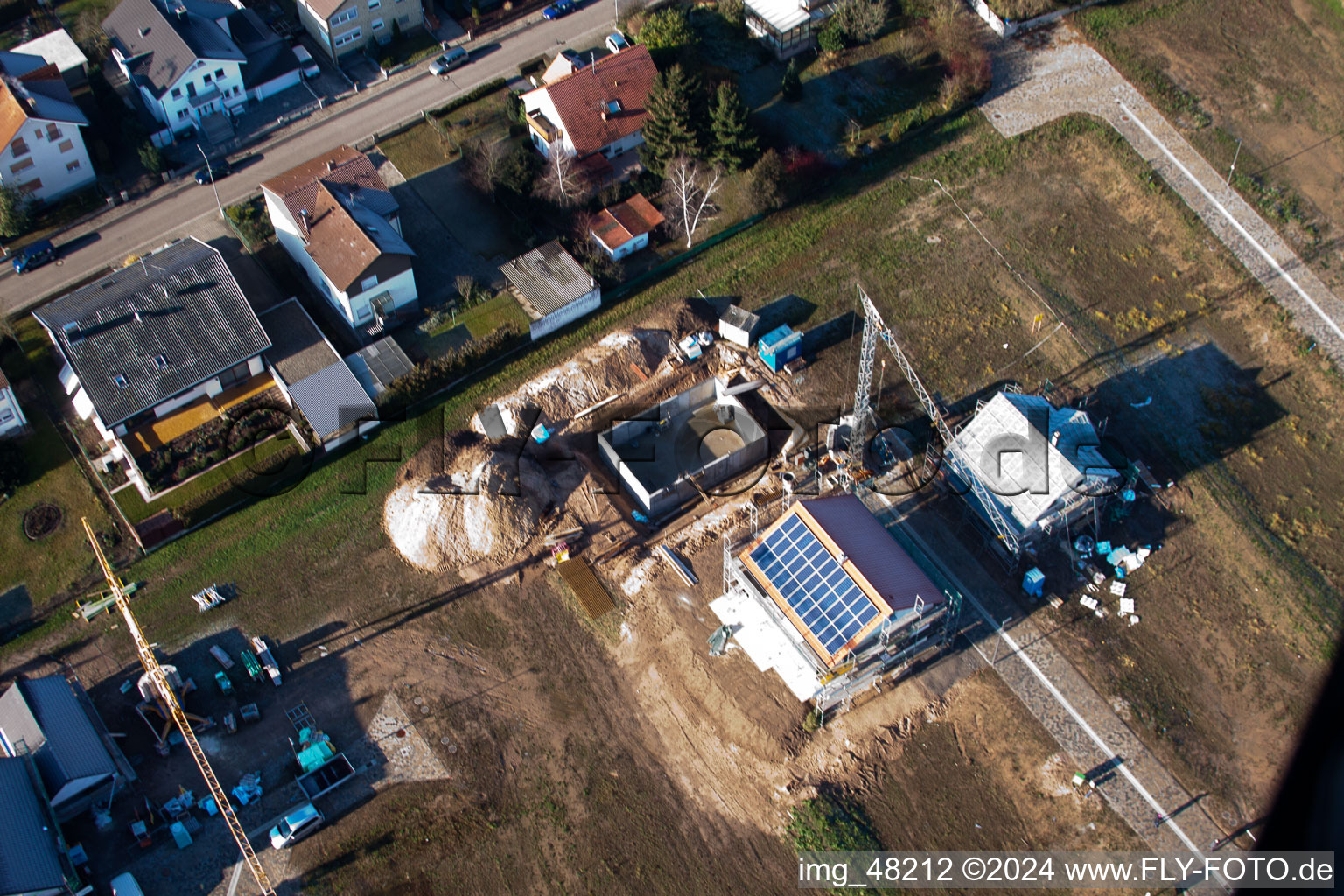 Bird's eye view of Minfeld in the state Rhineland-Palatinate, Germany