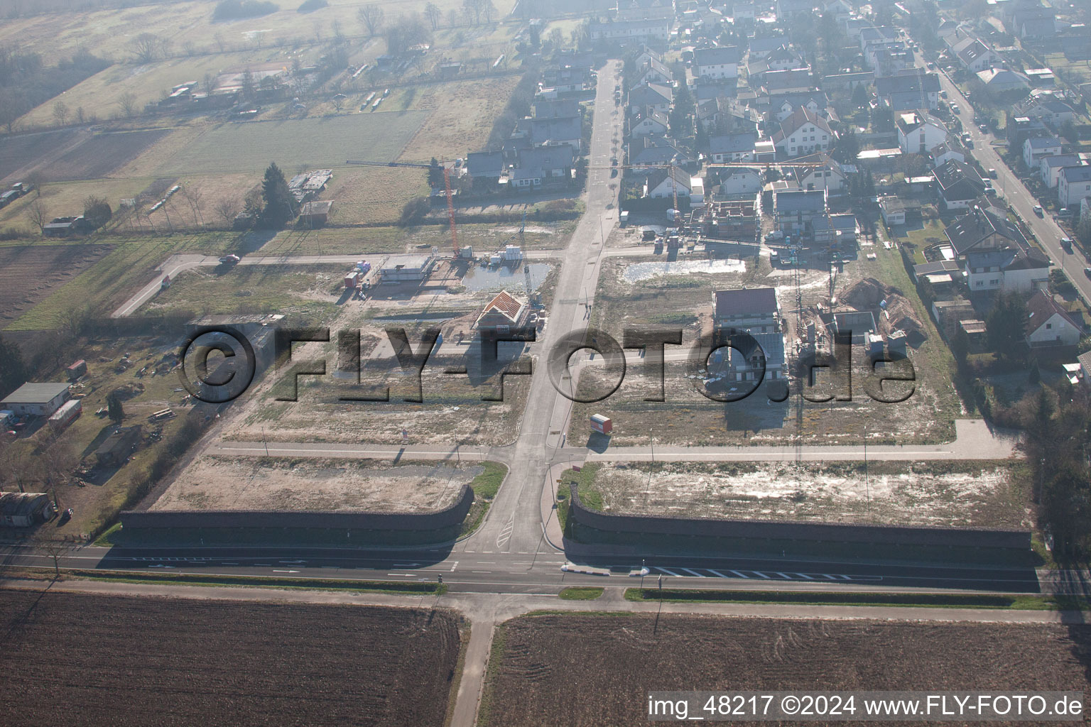 Drone recording of Minfeld in the state Rhineland-Palatinate, Germany