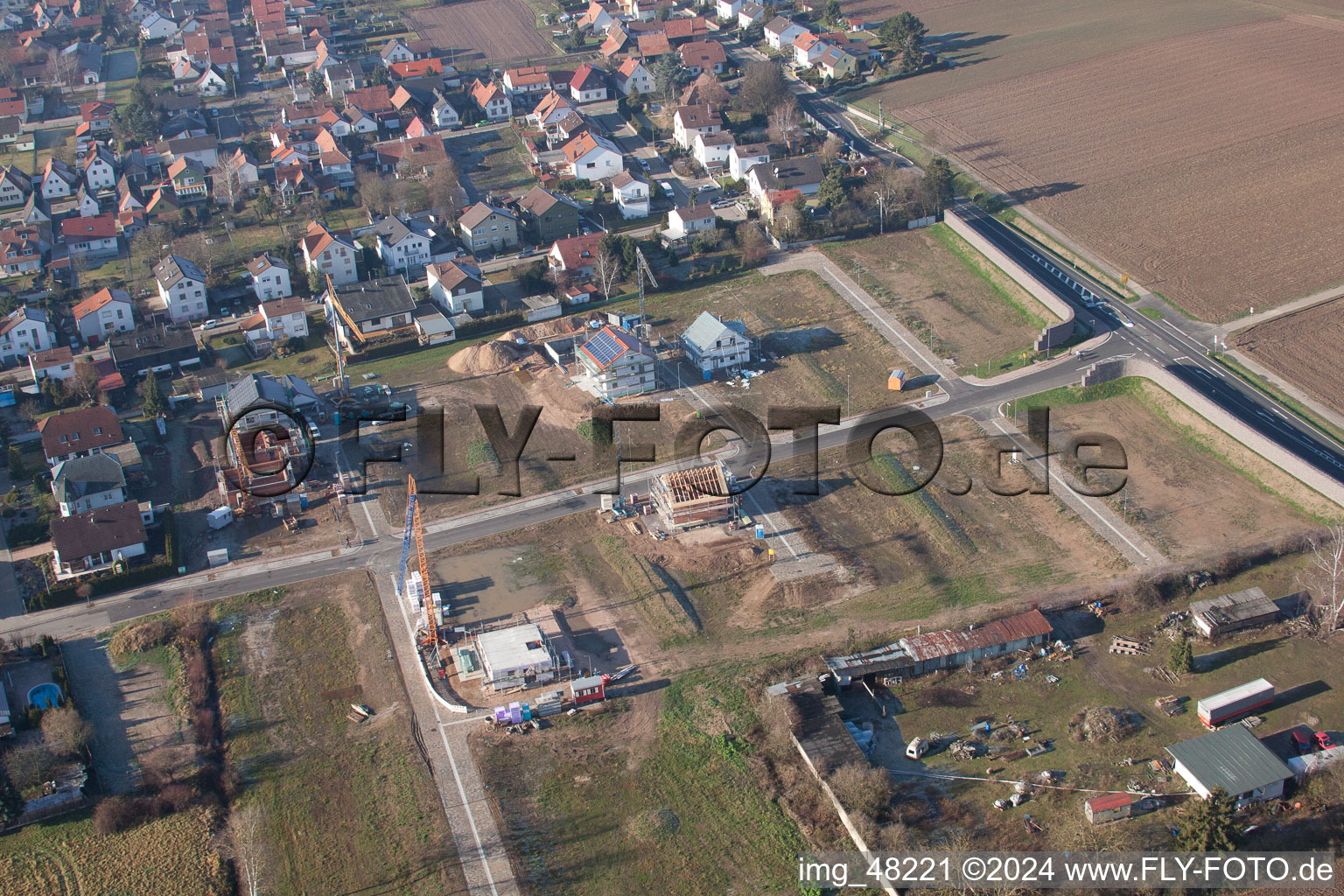 Minfeld in the state Rhineland-Palatinate, Germany from the drone perspective