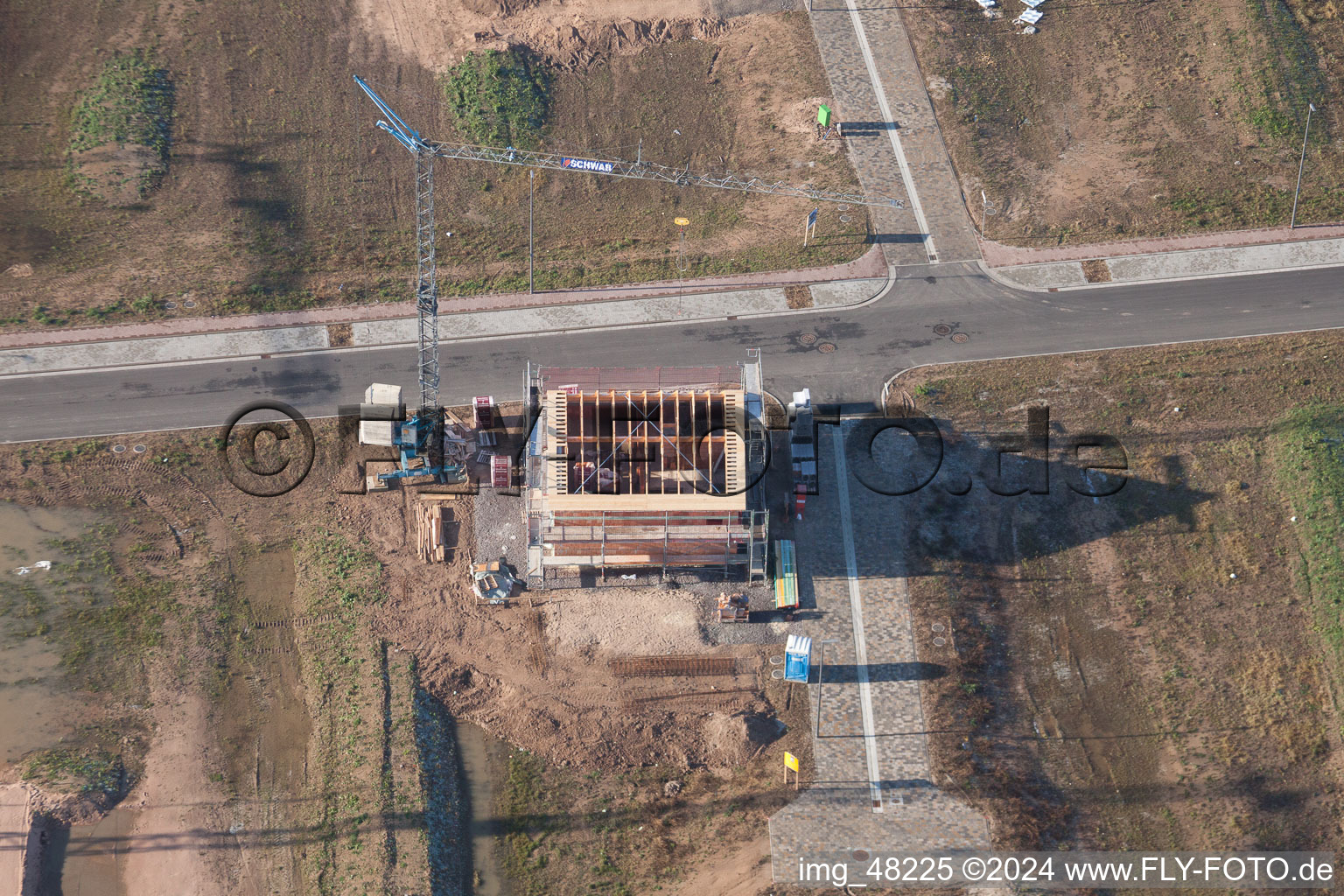 Aerial photograpy of Minfeld in the state Rhineland-Palatinate, Germany