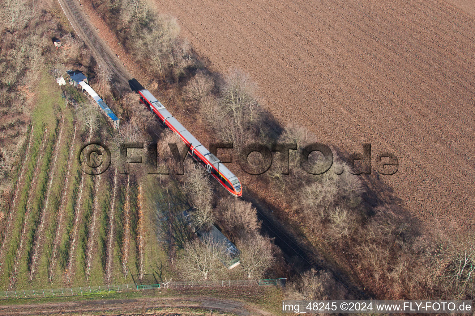 Aerial view of Winden in the state Rhineland-Palatinate, Germany