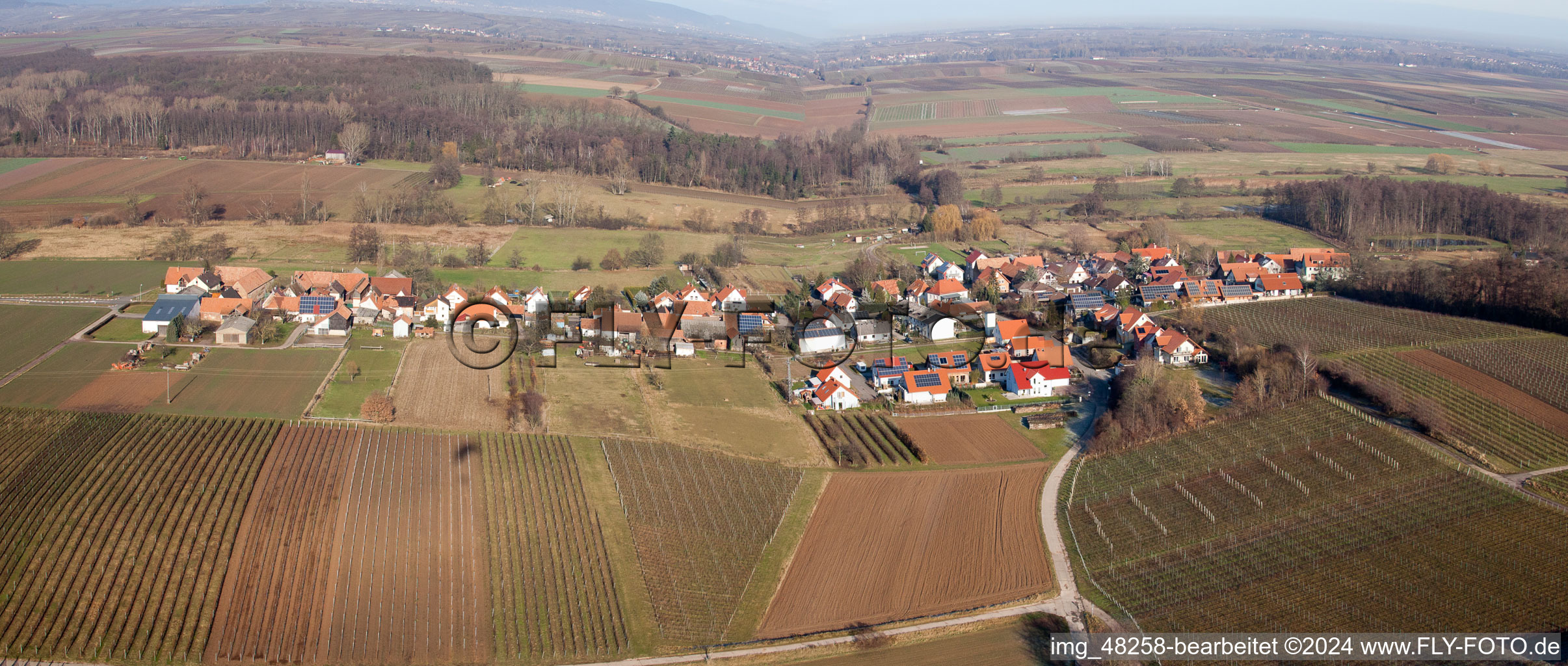 Drone recording of Hergersweiler in the state Rhineland-Palatinate, Germany