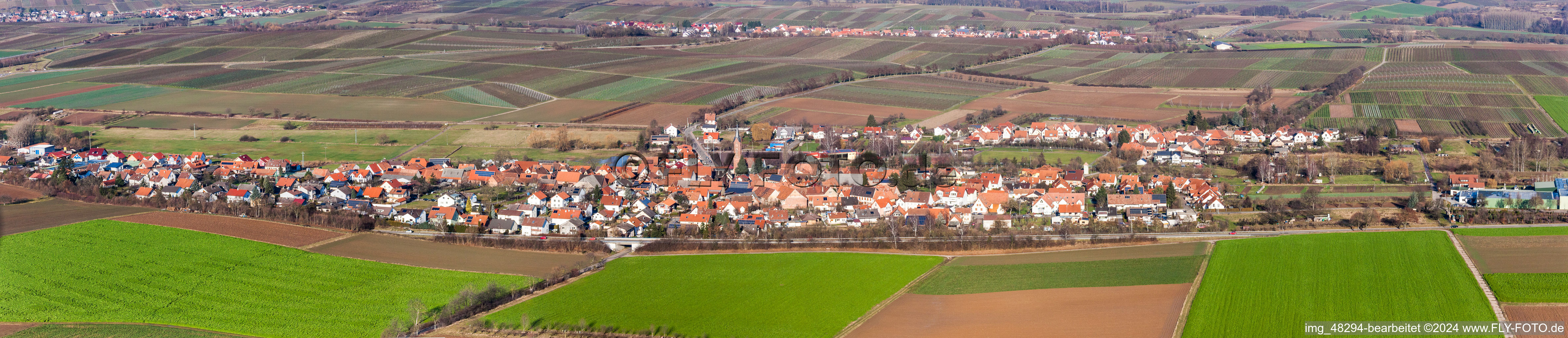 Aerial view of Panorama in the district Kapellen in Kapellen-Drusweiler in the state Rhineland-Palatinate, Germany