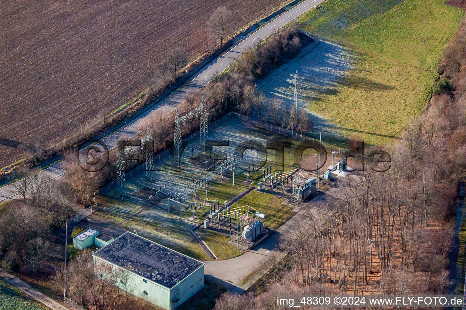 Substation in Bad Bergzabern in the state Rhineland-Palatinate, Germany out of the air