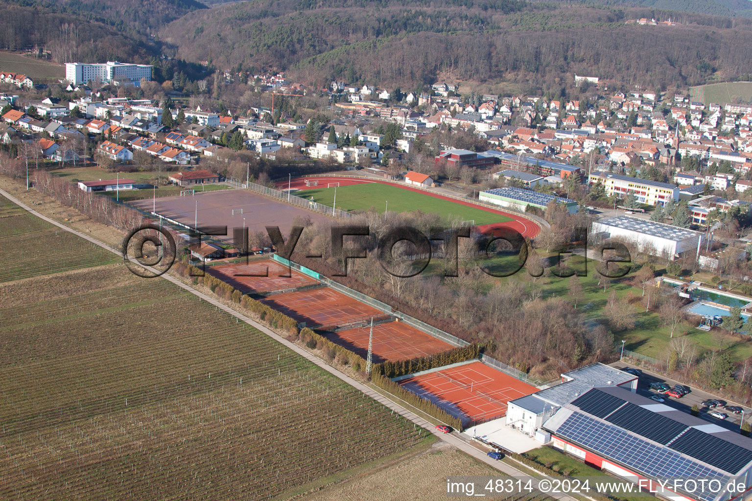 Drone recording of Bad Bergzabern in the state Rhineland-Palatinate, Germany