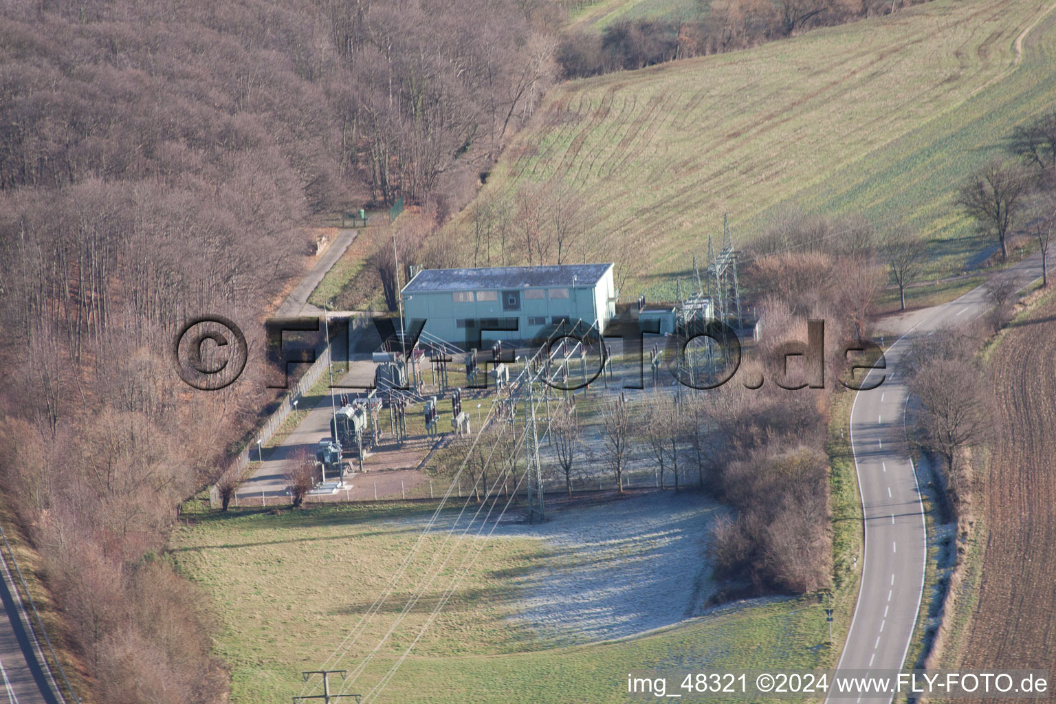 Drone image of Substation in Bad Bergzabern in the state Rhineland-Palatinate, Germany