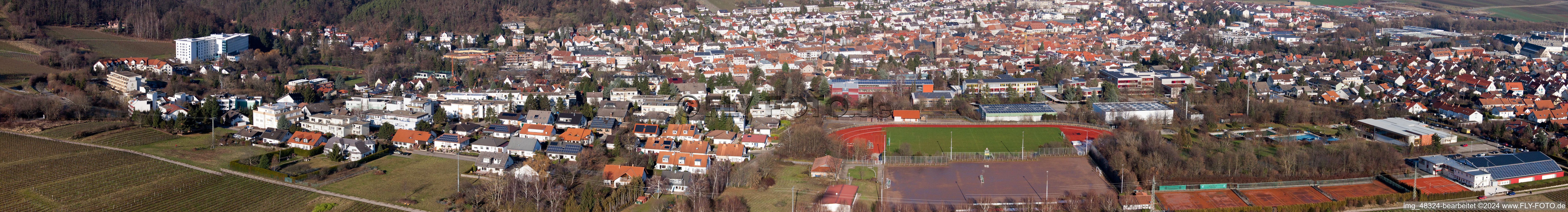 Aerial photograpy of Panorama in Bad Bergzabern in the state Rhineland-Palatinate, Germany