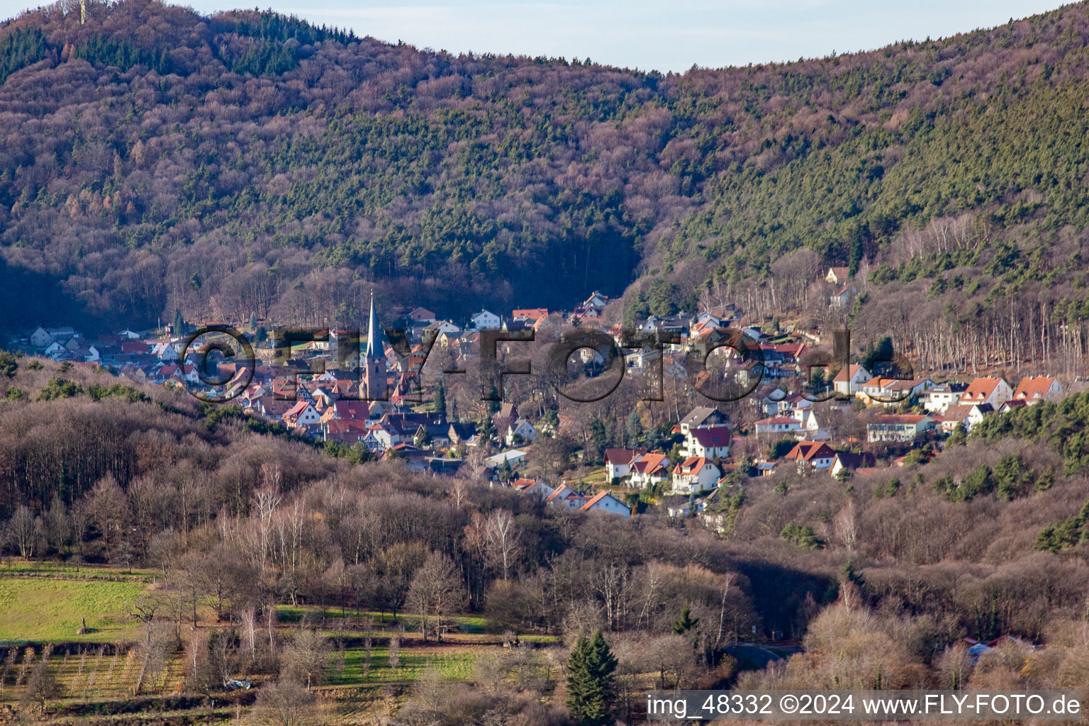 Dörrenbach in the state Rhineland-Palatinate, Germany from the plane