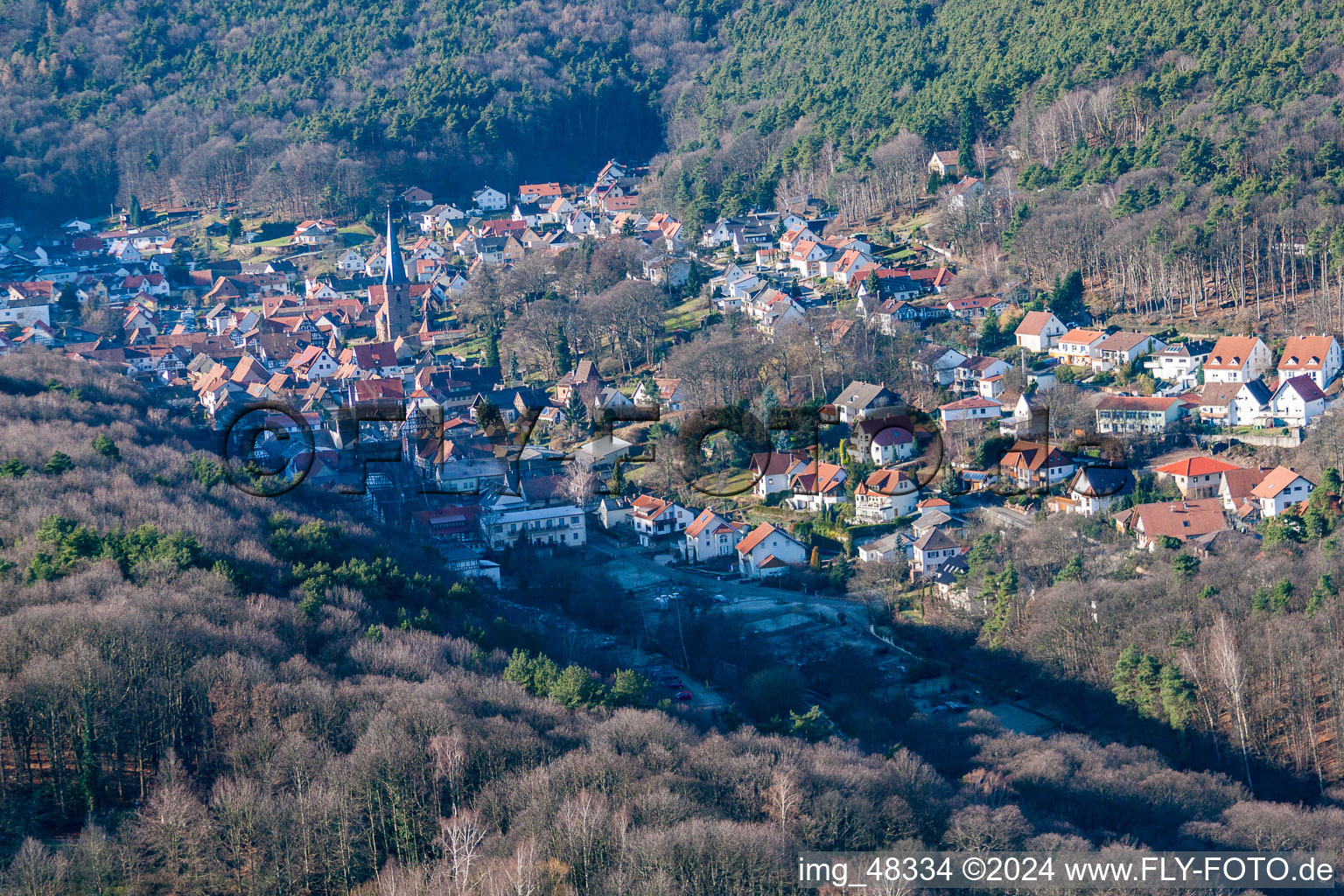 Dörrenbach in the state Rhineland-Palatinate, Germany viewn from the air