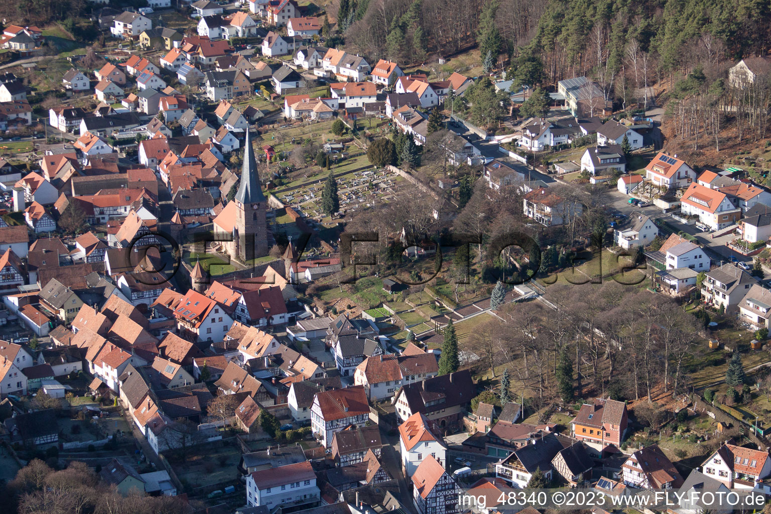 Dörrenbach in the state Rhineland-Palatinate, Germany from the drone perspective