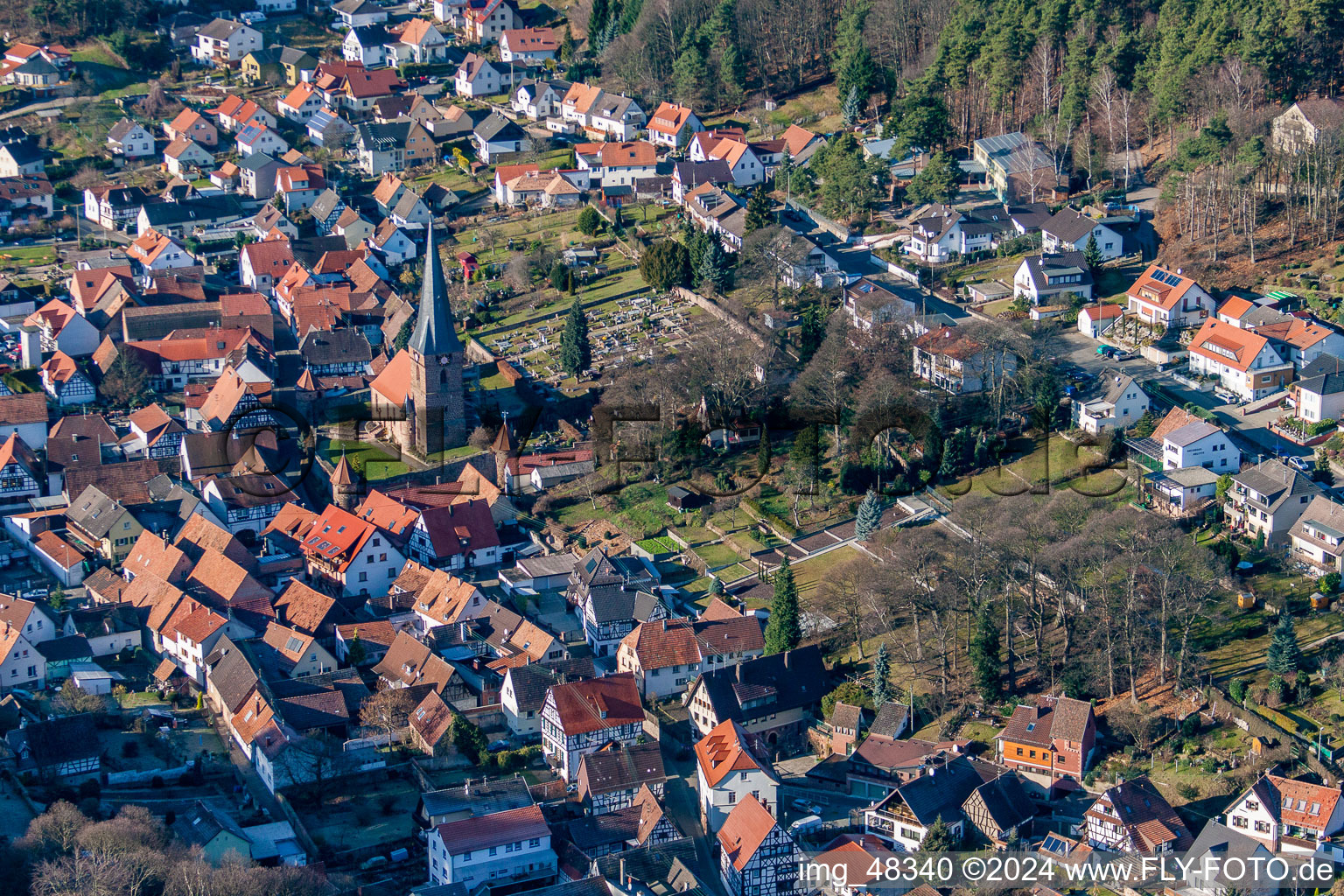 Dörrenbach in the state Rhineland-Palatinate, Germany from the drone perspective