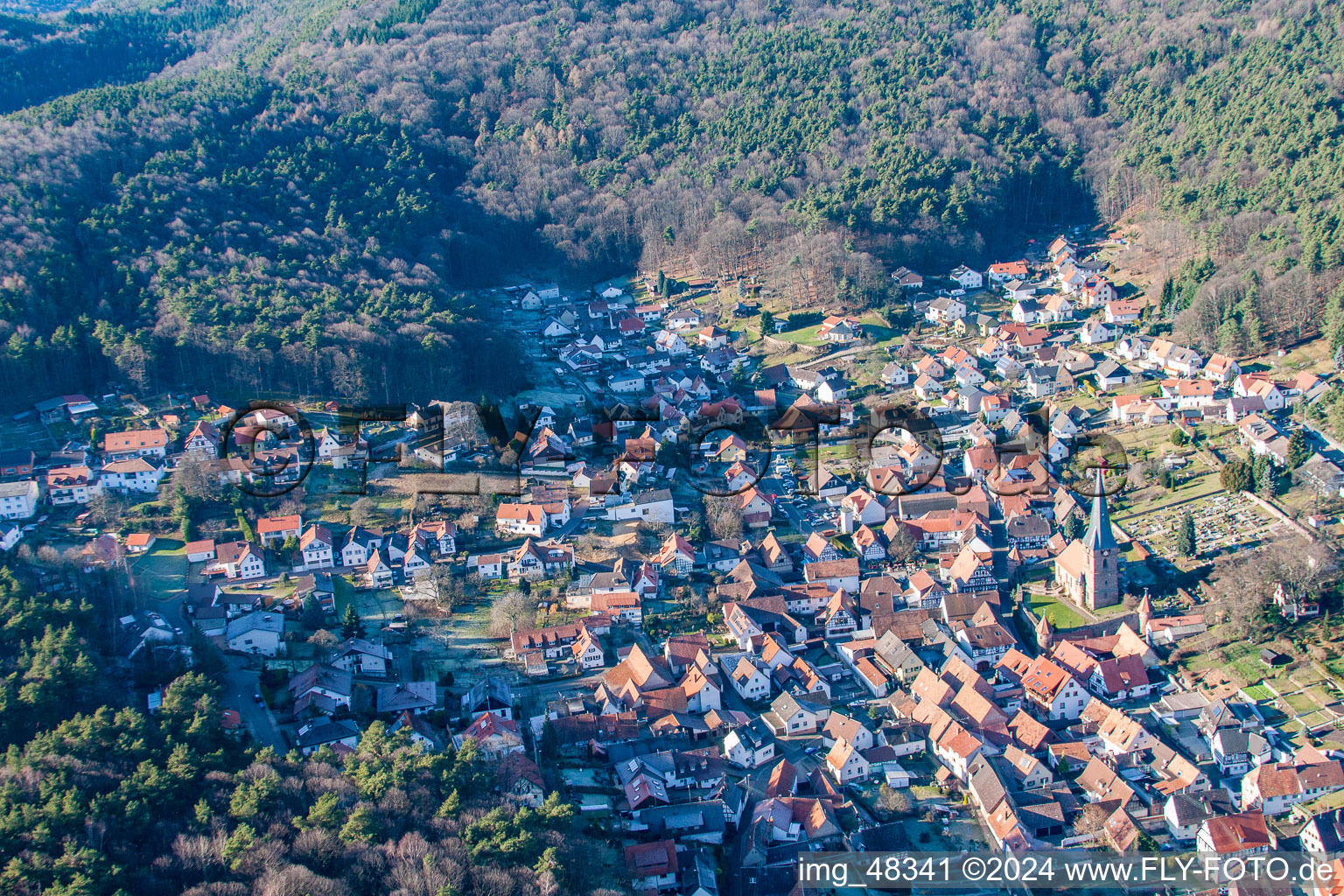 Dörrenbach in the state Rhineland-Palatinate, Germany from a drone