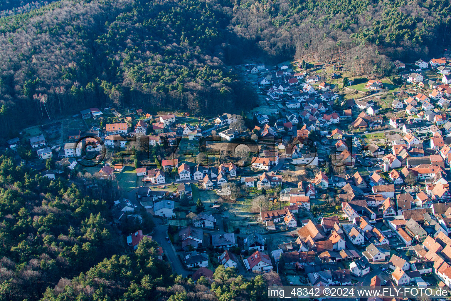 Dörrenbach in the state Rhineland-Palatinate, Germany seen from a drone