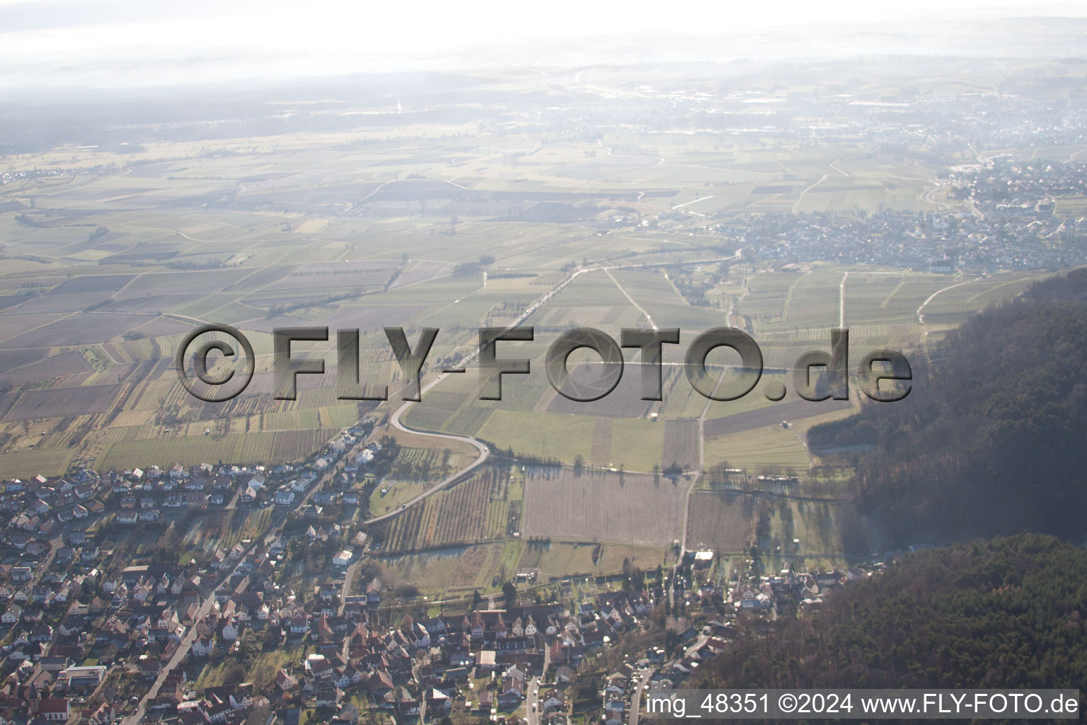 Aerial photograpy of Oberotterbach in the state Rhineland-Palatinate, Germany