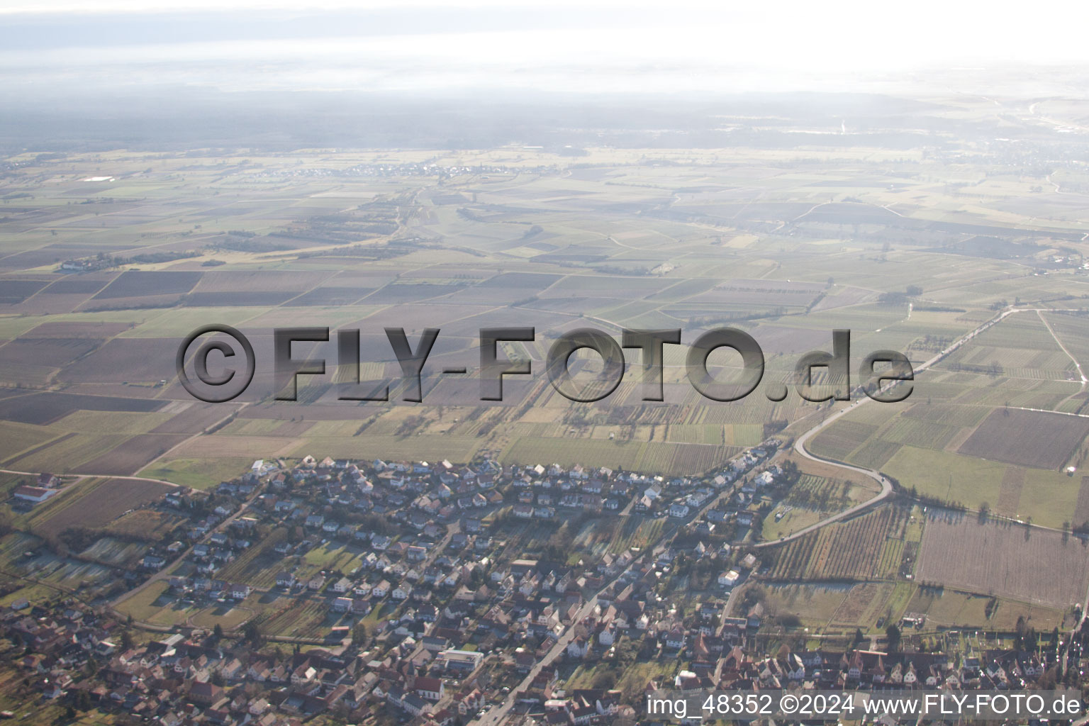 Oblique view of Oberotterbach in the state Rhineland-Palatinate, Germany