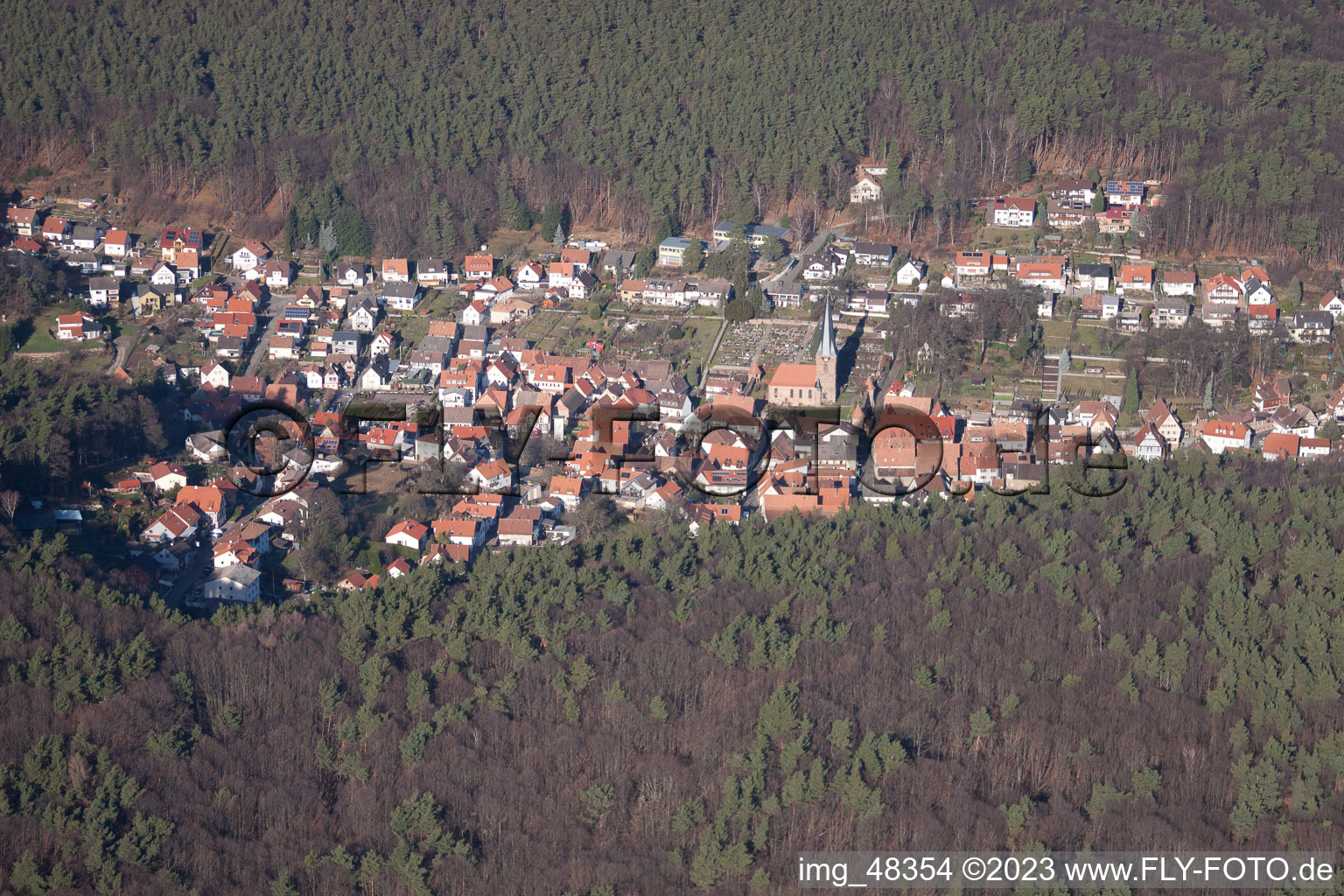 Aerial photograpy of Dörrenbach in the state Rhineland-Palatinate, Germany