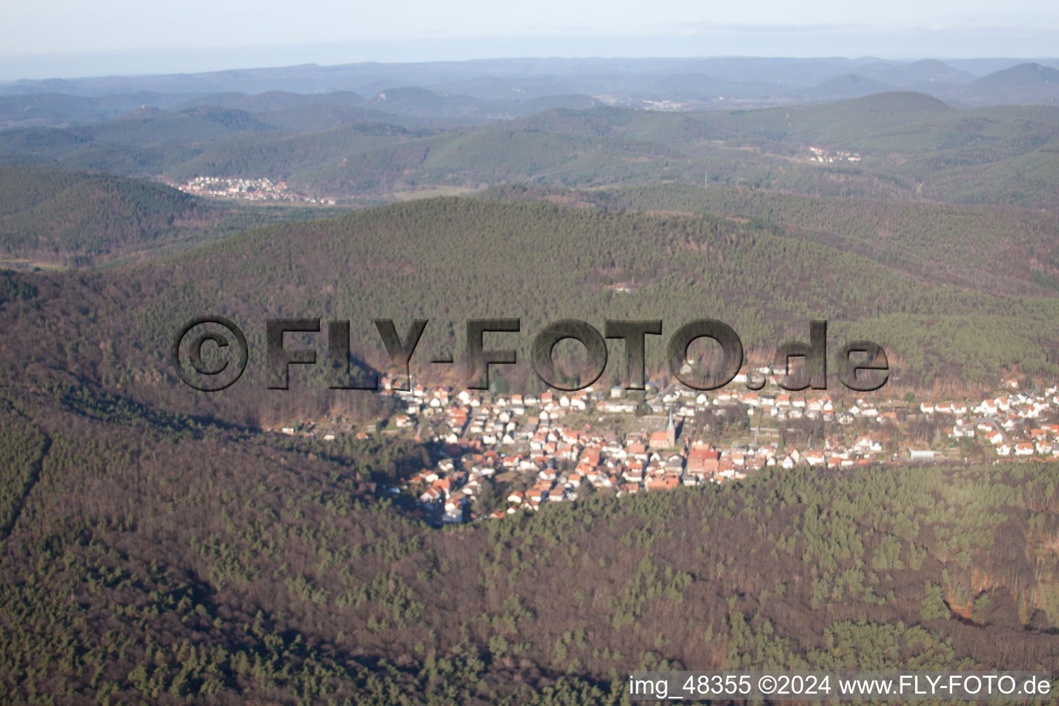 Oblique view of Dörrenbach in the state Rhineland-Palatinate, Germany