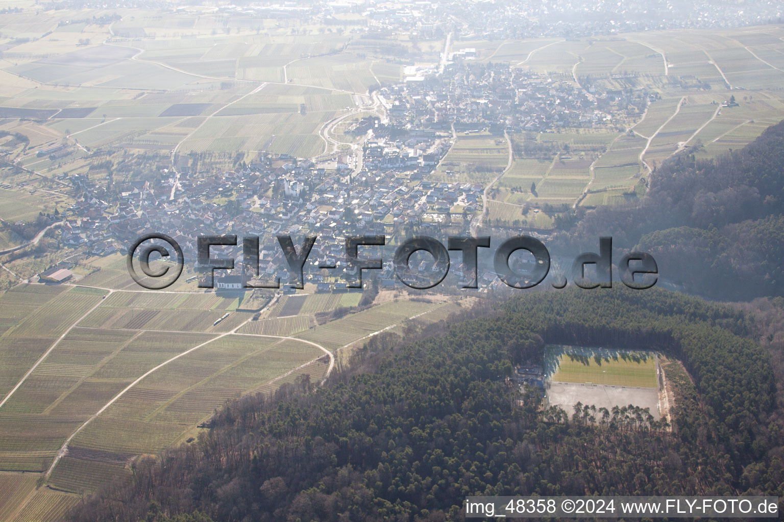 Oberotterbach in the state Rhineland-Palatinate, Germany seen from above