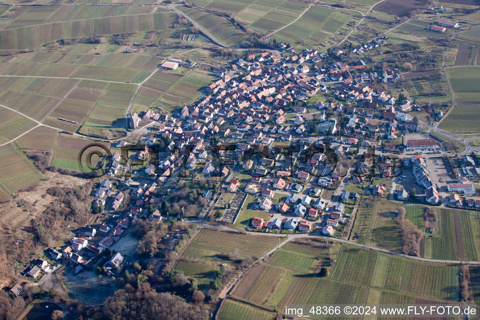 Drone image of District Schweigen in Schweigen-Rechtenbach in the state Rhineland-Palatinate, Germany