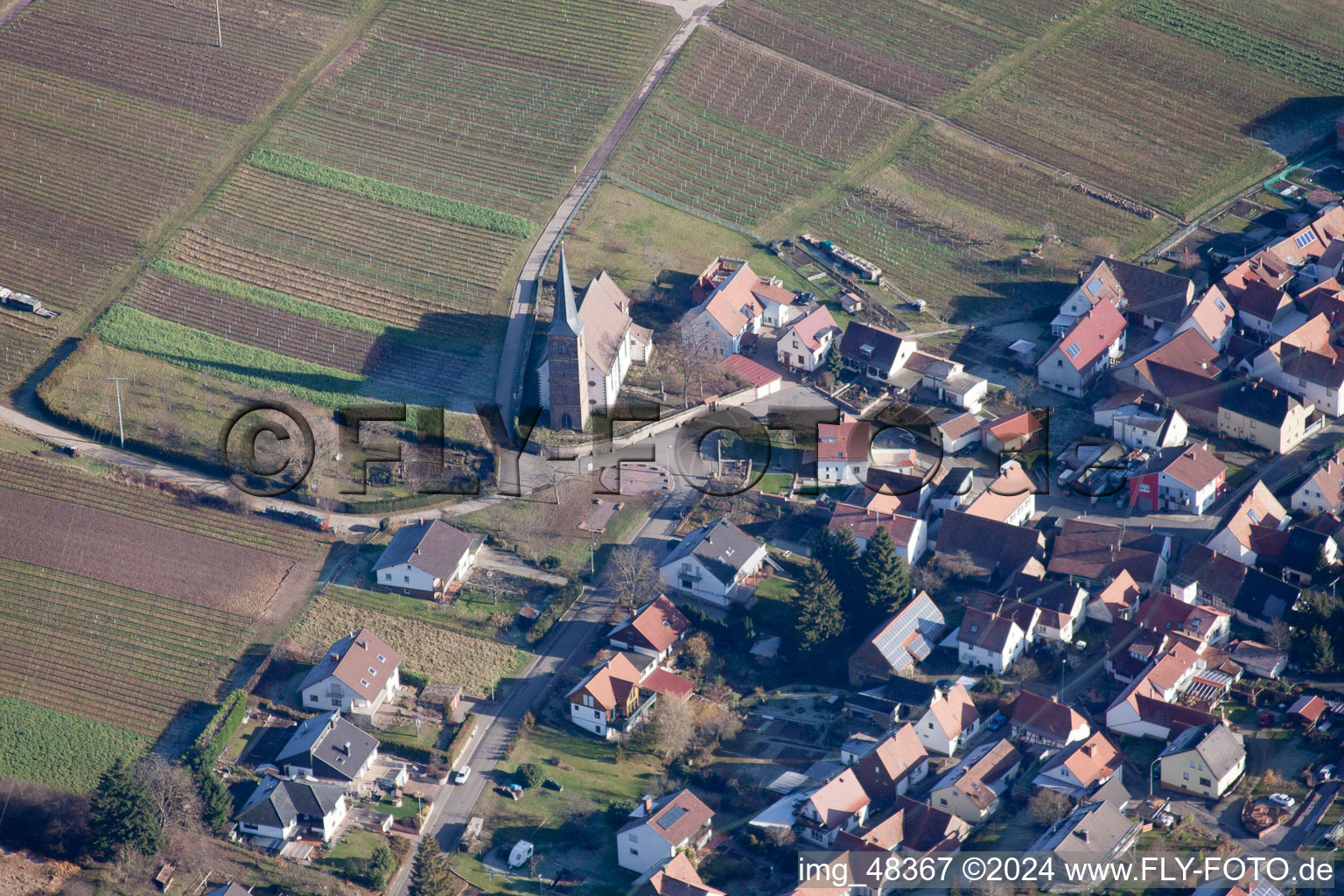 Drone recording of District Schweigen in Schweigen-Rechtenbach in the state Rhineland-Palatinate, Germany