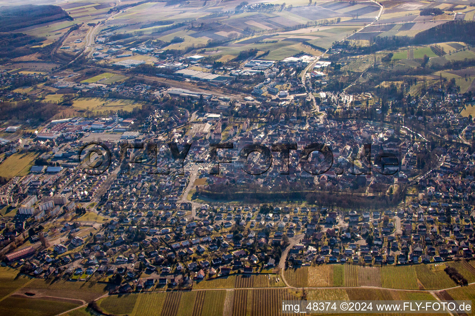 Wissembourg in the state Bas-Rhin, France viewn from the air