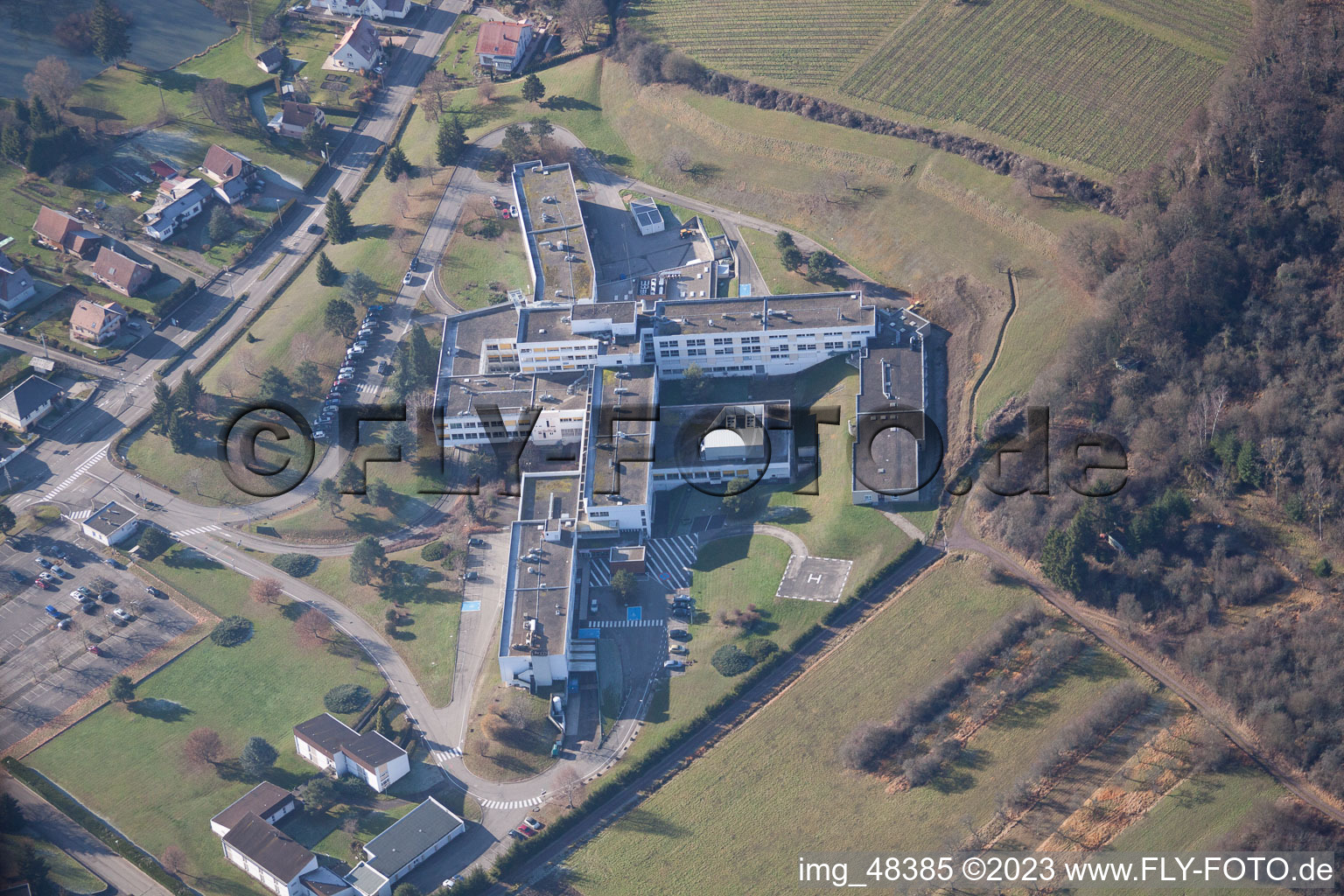 Aerial view of Hospital in Wissembourg in the state Bas-Rhin, France