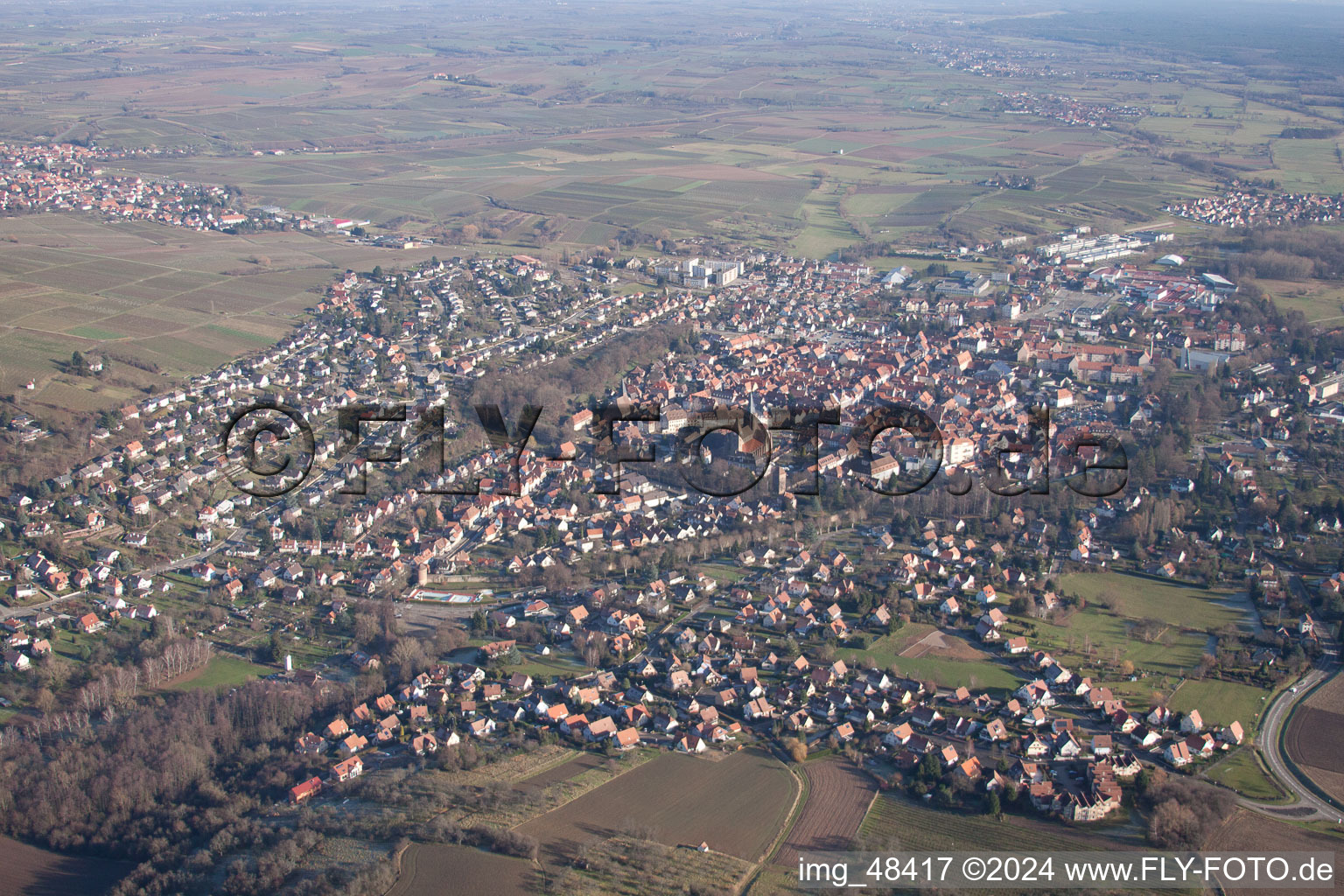 Wissembourg in the state Bas-Rhin, France from a drone