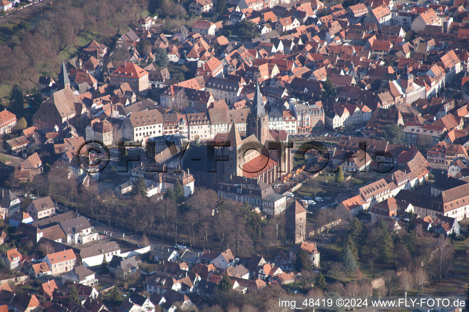 Wissembourg in the state Bas-Rhin, France seen from a drone