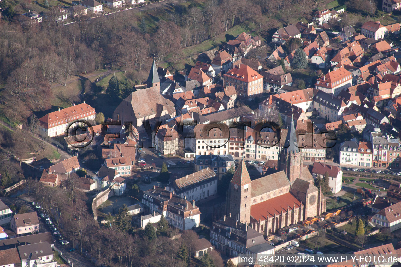 Aerial view of Wissembourg in the state Bas-Rhin, France