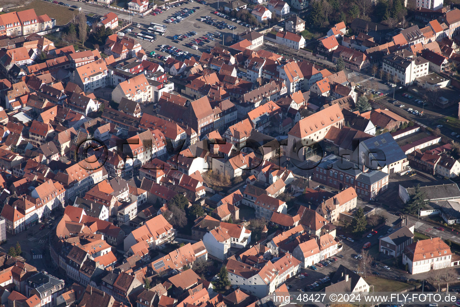 Wissembourg in the state Bas-Rhin, France from the plane